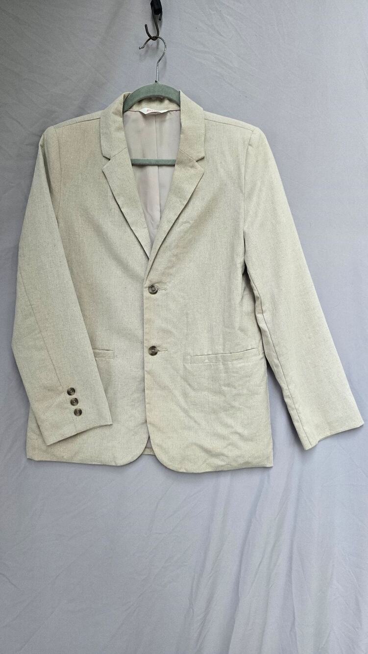 Cat & Jack Blazer Boys 14 Beige Linen Blend 2 Button Suit Jacket Formal